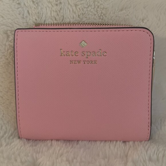 Kate Spade Schuyler Small L-Zip Bifold Baby Pink Wallet - Picture 1 of 12